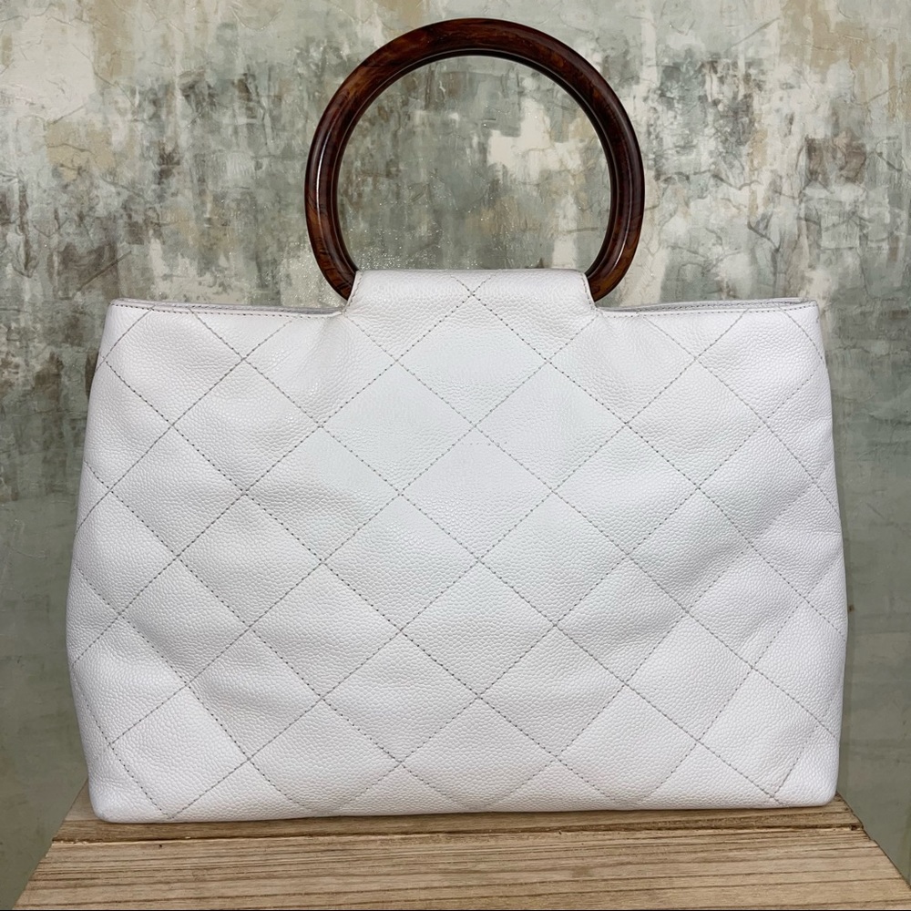Chanel Woden CC Caviar White Bag - Picture 2 of 16